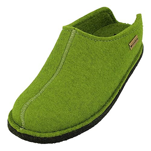 HAFLINGER Flair Smily Filzpantoffeln aus Wollfilz Hausschuh Grasgrün, Gr....
