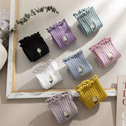 5 Pairs Women Comfortable Crew Soft Slouch Knit Cotton Socks ,5-10 W81 (solid color)