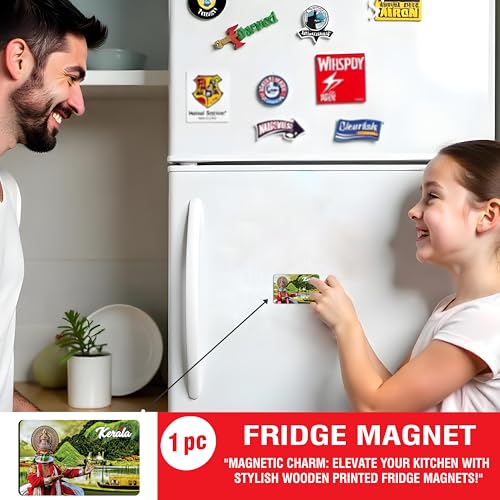 Image of Elegant Fridge Magnet with Themes |Rectangular Size Refrigerator Magnet with Magnetic Rubber Back | Pack of 1, 8.6cm X 5.4cm (Kerala)