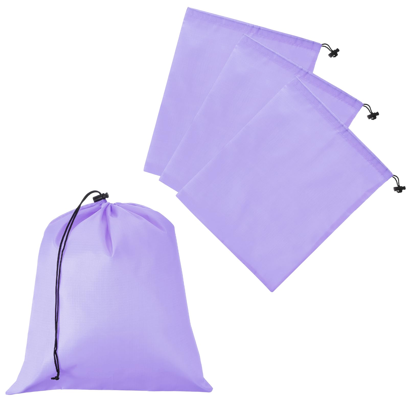 Drawstring Bag with Toggle, Stuff Sack String Waterproof Travel Storage Bags Cinch Stuff Pouch Fitting for (Gym/Traveling/Hiking/Yoga/Office/Shoes) 16 x 14 &amp; 4 Pack &amp; Light Purple
