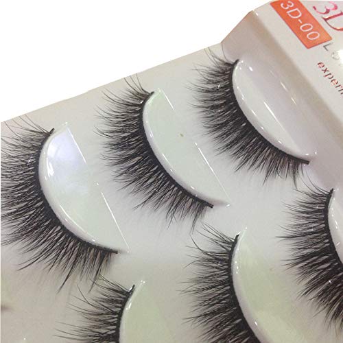 HBZGTLAD NEW 5 Pairs 3D Mink Hair False Eyelashes Thick Natural Cross Long Lashes Fluffy Fake Eye Lashes Extension Beauty Makeup Tools (3d-00)