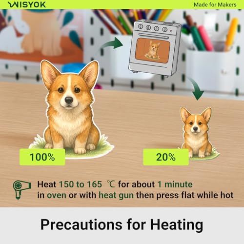 WISYOK Schrumpffolie A4, 20 Stück Schrumpffolie Set, 0.3mm Matt Transparent Schrumpffolie zum Basteln für Kinder DIY, Schrumpffolien für Handabdruck, Schlüsselanhänger, Ohrringe, Schulbeutelanhänger