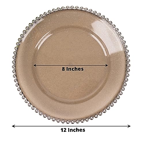 Pack de 6 platos acrílicos negros con borde plateado 13" miniatura 3