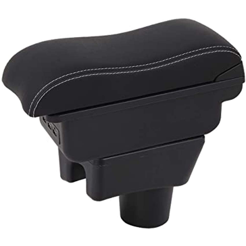 PU Leather Car Central Consoles Control Armrest, Waterproof Rotatable Arm Rest Storage Box, for Mitsubishi Mirage Attrage Space Star 2014-2018 Auto Interior Accessory,With 3 USB Charging Port