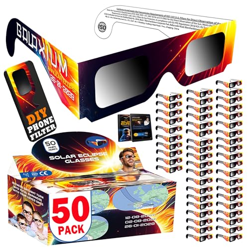 Galaxium Solar Eclipse Glasses AAS Approved 2026 - [50 Pack] Trusted for Direct Solar Eclipse Viewing - ISO 12312-2 & CE Certified