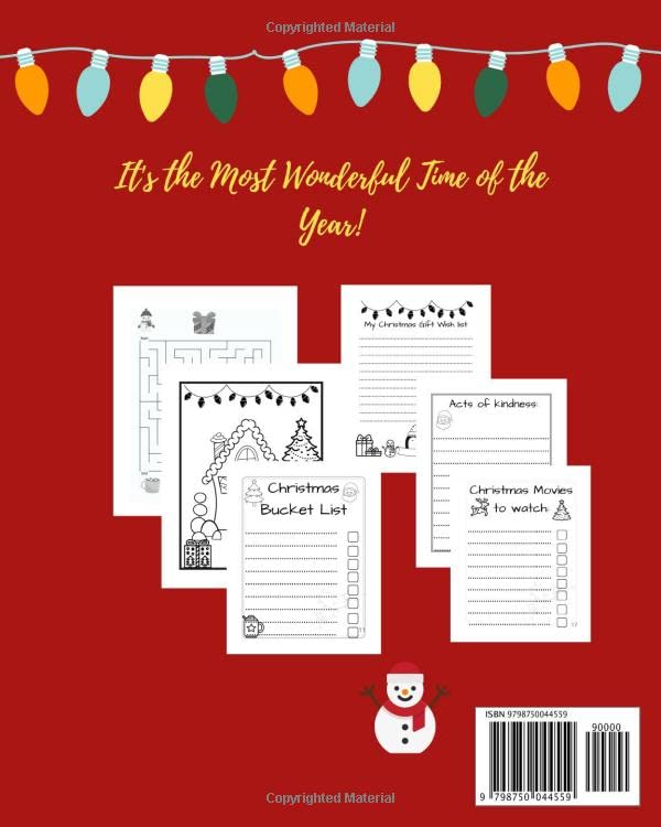 Christmas Planner for Kids: Kids Can Organize their Gift Lists, Christmas Movie list, Acts of Kindness, Holiday Bucket list, Coloring Pages, Maze and More all in this Book! image 3