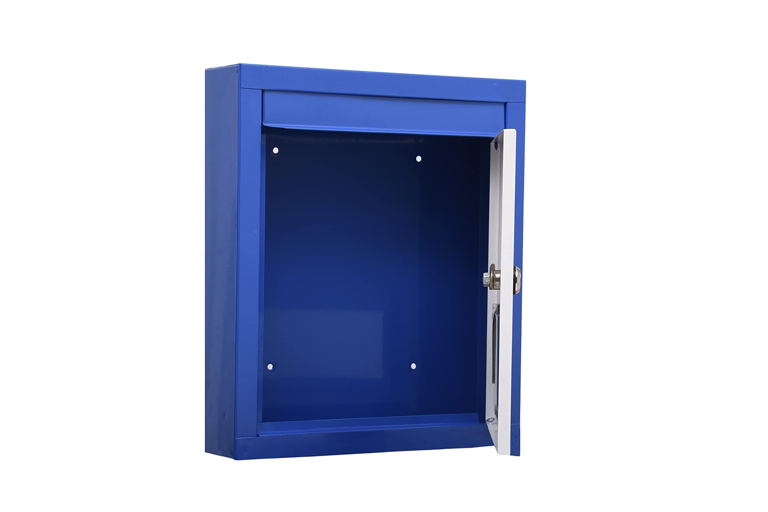 Double Heavy Grade Metal Suggestion Box Letter Box Mail Box Compaint Box Suggestion Box Donation Box Wall mountble Box Office/Post Box for Home gate with Lock -Wall Mount Blue — Amazon image 2