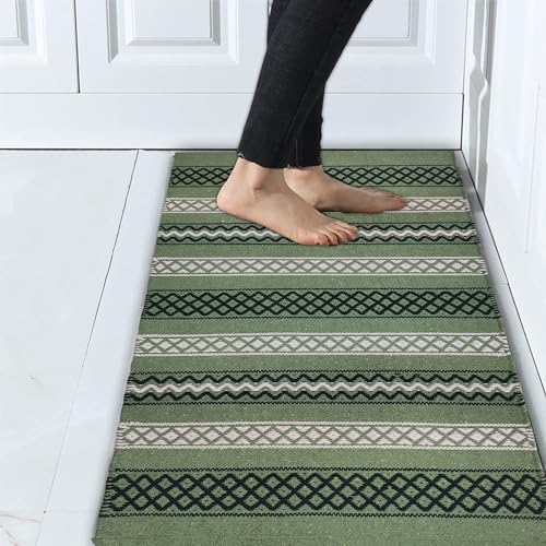 Image of 2x5 ft Cotton Carpet Runner - Soft & Breathable Rug for Indoor-Outdoor Styling with Geometric Appeal