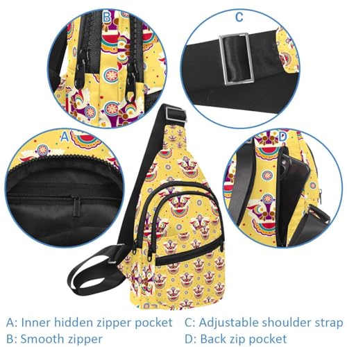 Bolso cruzado compacto de 30x18 cm con estampado de danza de león 4
