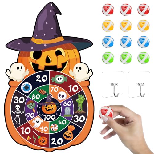 Halloween Dart Board Games 30 Inches Kids Large Shooting Toys with 12 Sticky Balls, Outdoor/Indoor Dartboard for 3-12 Year Old Boys Girls Christmas Birthday Party Gifts Party Decoration