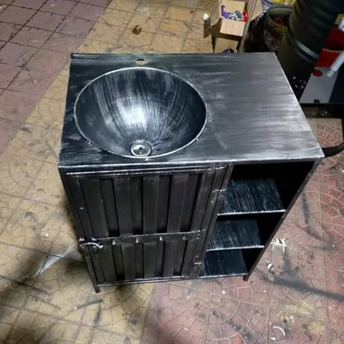 JDXQBLD Industrial Bathroom Sink, Retro Iron Art Vanity Unit for