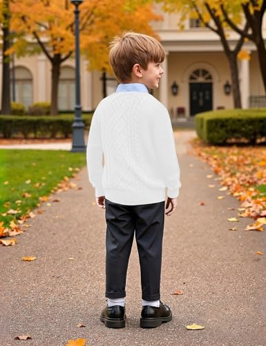 Boys Long Sleeve Crew Neck Sweaters Unisex Kids School Lightweight Cable Knit Pullover Sweater Tops4