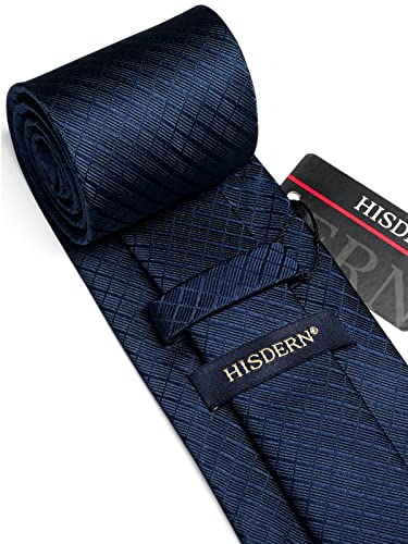 Image of HISDERN Mens Ties Plaid Tie and Pocket Square Set Classic Woven Formal Checkered Neckties & Handkerchief Wedding Party