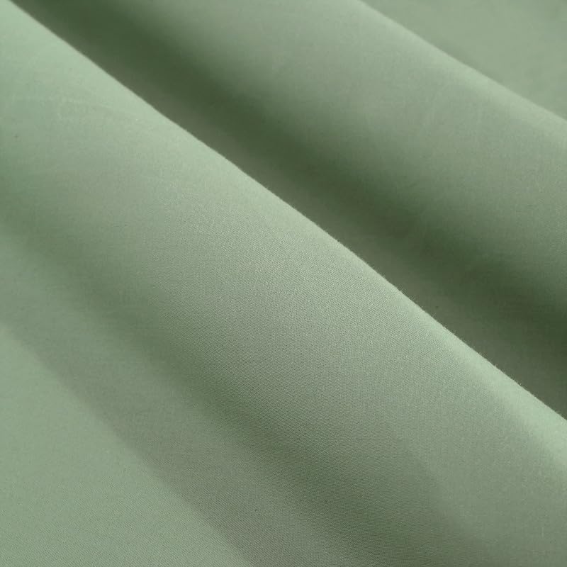 Image of NAKSH Elastic Fitted Bedsheets King Size 78 x 72 Inch, 210 TC Plain Pure Cotton, Moss Green | 1 King Size Bedsheet with Elastic Fitted and 2 Pillow Covers