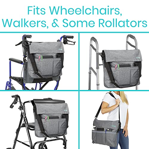 Vive Wheelchair Bag - Electric Wheel Chair Walker Accessories Pouch For Adults, Seniors, 15 Colors - Large Tote Accessory To Hang On Back, Power Transport Storage Travel Backpack For Men, Women #TOP1