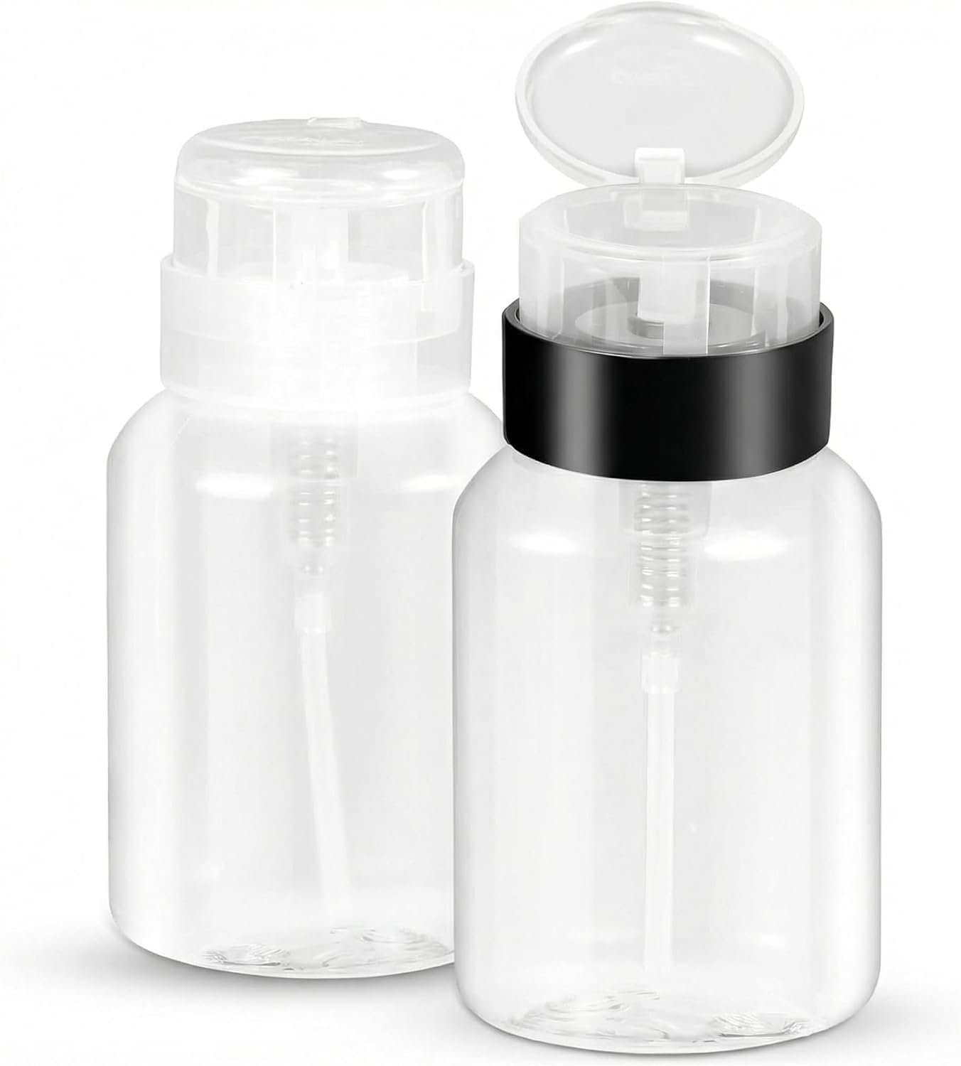 Nail Polish Remover Pump Dispenser, 2 Pack Acetone Safe ABS Bottle with Lockable Flip Cap - 200ml (6.8oz) Empty Push Down Container for Alcohol, Toner & Makeup Remover-image-26