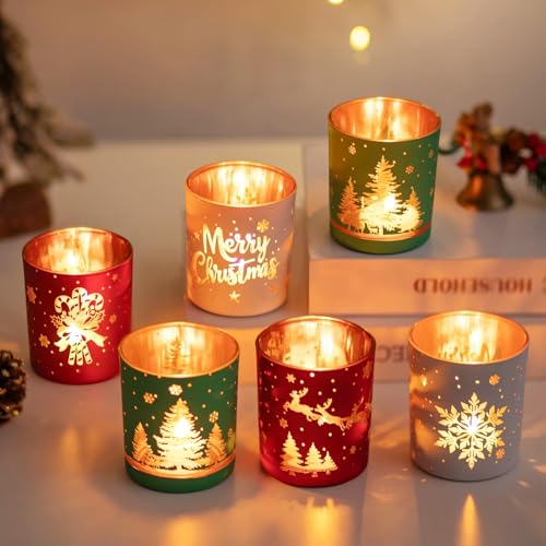 Glasseam Teelichthalter Weihnachten Teelichtgläser: 6er Set...