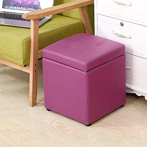 Reposapiés de cuero acolchado suave taburete elegante con almacenamiento interno para dormitorio 4