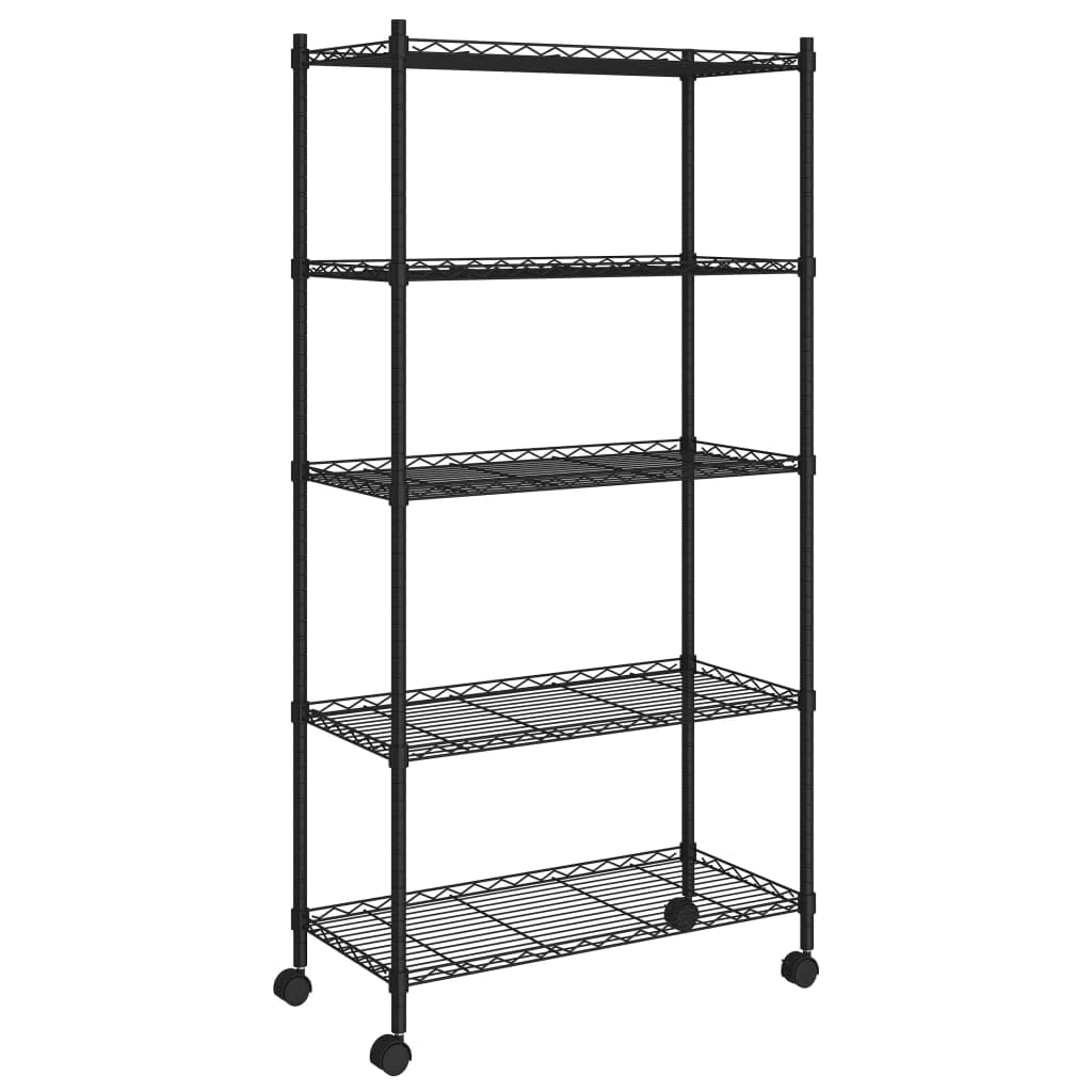 Générique Étagère de Rangement 5 Niveaux Roues 75x35x155 cm Noir 250 kg,Entreprise & Industrie,Stockage Industriel,Étagères industrielles,324630