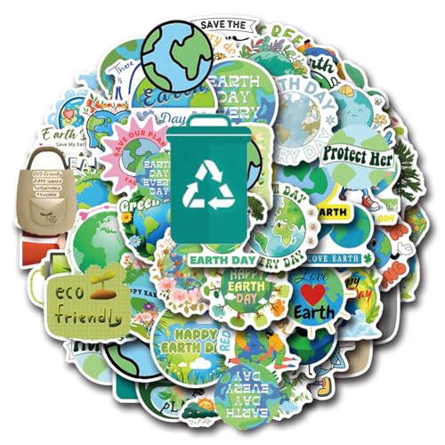 Save Planet Earth Stickers |50 Pcs Eco Friendly Waterproof Vinyl Decals for Bike Water Bottles Laptop Bicycle Refrigerator Cup Luggage Computer Mobile Phone Skateboard Décor