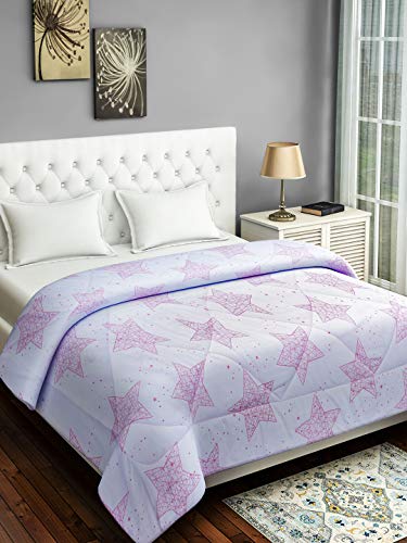 Image of Swayam Double Size AC Comforter | 254 cm X 228 cm | Light Blue, 150 GSM | Comes with Health Layer : Prevents oozing Out of Fibre
