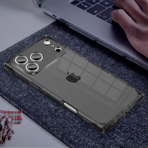 Tzomsze Case Compatible with iPhone 17 Pro Max Clear Case,Camera Protection,Reinforced Corners TPU Slim Shockproof Case Cover for Women Girls 6.9 inch-Transparent Black by Tzomsze - Image 5