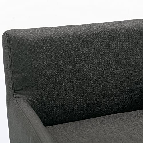 Abet Dining Chairs Set Of 2, Accent Chair Dining Room Kitchen Chair, Mid-Century Armchair With Solid Wood Frame, Padded Seat Backrest And Handrail, Dark Grey Fabric Walnut Wood Finishing Legs #TOP5