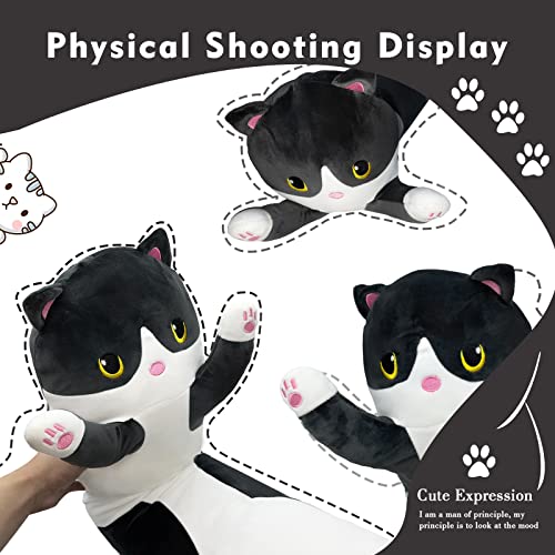 NXNYNZ Long Cat Plush Pillow, 27.6in Cute Black Cat Plushie Stuffed Animals Body Pillow, Kawaii Kitten Soft Plushie Doll Toy Birthday Gift for Children Girlfriend — view 4