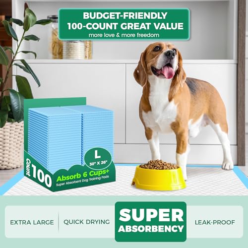 Image of YOPETKI Large Puppy Pads 30 inchx26 inch 100 Count, Disposable Dog Pee Pads Leak-Proof, Large Pee Pads for Dogs 100 Bulk Pack, Large Absorbent & Quick-Dry Pet Potty Training Pads for Dogs, Puppies, Doggy