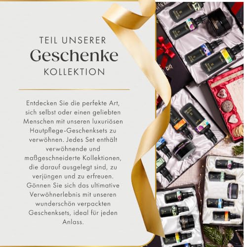 Satin Naturel Luxuriöse Geschenkset – 5x30ml set mit Bio Arganöl, Rizinusöl, Mandelöl, Jojobaöl & Body Scrub aus Totes Meer Salz – Luxus-Geschenkbox Naturkosmetik – Premium Geschenk für Frauen