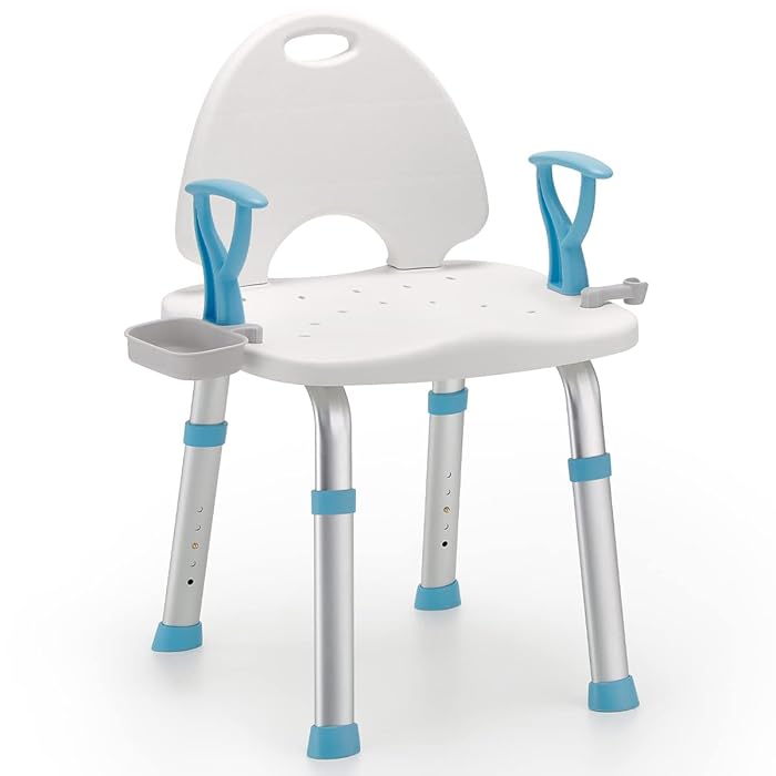 Buy OasisSpace Shower Chair with Back and Arms Bathroom Shower Chair