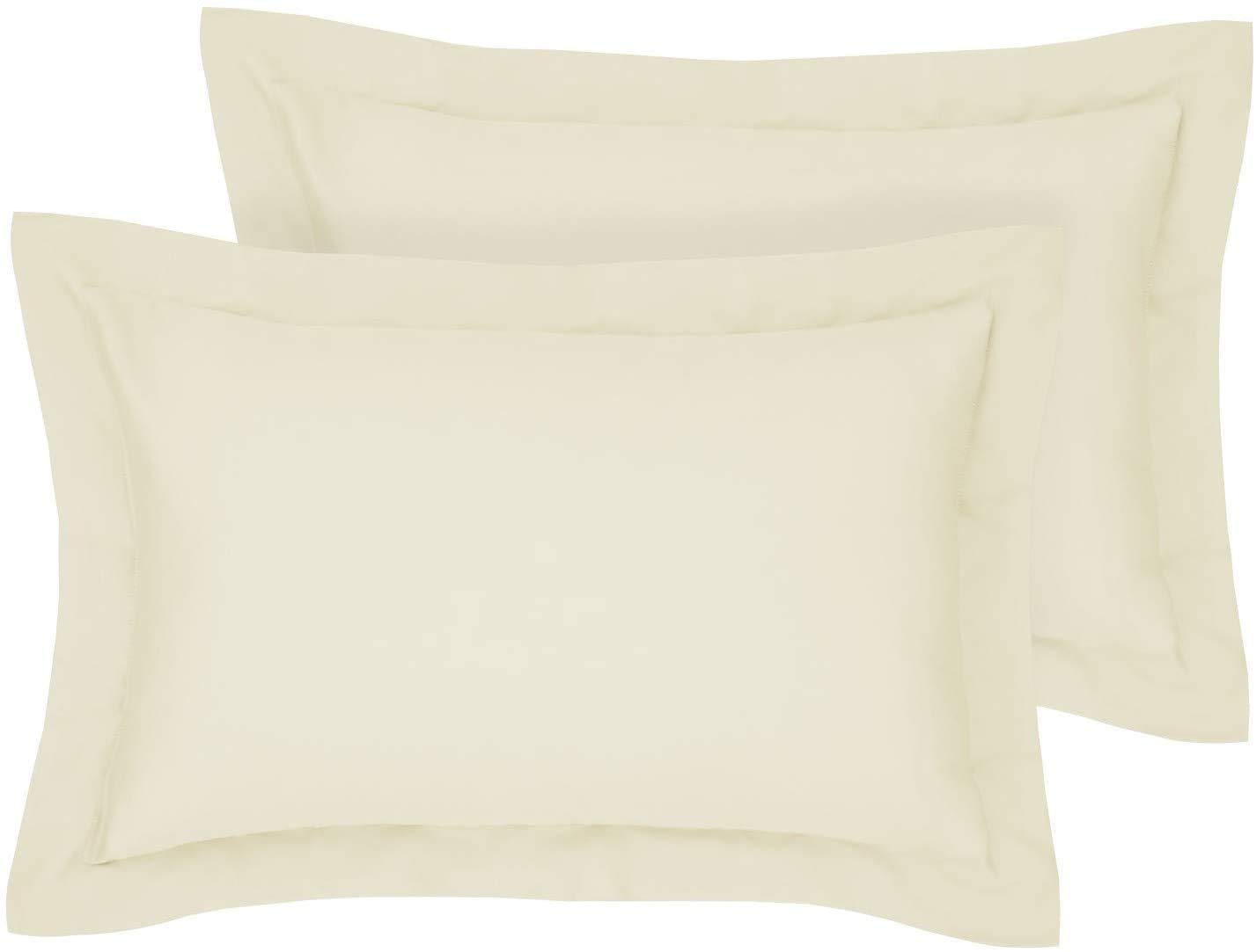 R&Z Cream Plain Dyed Polycotton Oxford Pillow Pair Case (Cream)