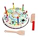 Sharplace Torta di compleanno in legno per bambini, giocattolo alimentare per bambini, set di torte in legno per bambini - Torta, candele e taglierino,
