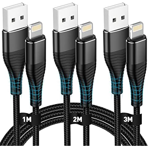 iPhone Charger Cable Lightning Cable 3Pack (1M+2M+3M), HUNYYN Apple MFi Certificated Lightning Cable Fast Charging Lead for iPhone 11 Pro Max XR XS X 8 7 6s 6 Plus 5s 5 SE Cover