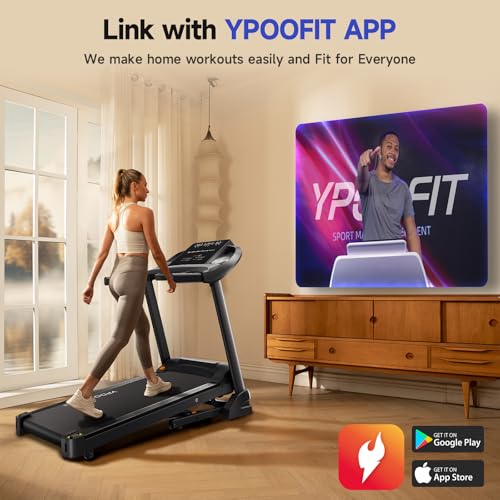 Image of YPOO Treadmills for Home Use, Walking Pad Treadmill with Incline, Auto Foldable Treadmills for Home, 8.0 MPH Running Treadmill with Bluetooth Enabled, 300 lbs User Capacity