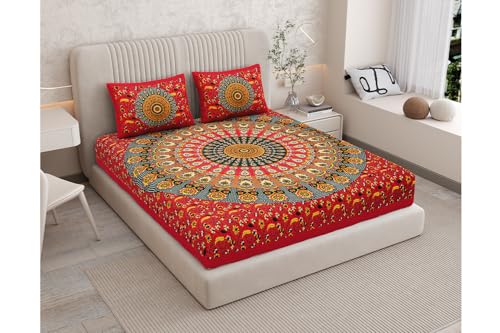 Image of Monique Bedsheet Set | 144 TC Cotton Bedsheet for Double Bed with 2 Pillow Cover