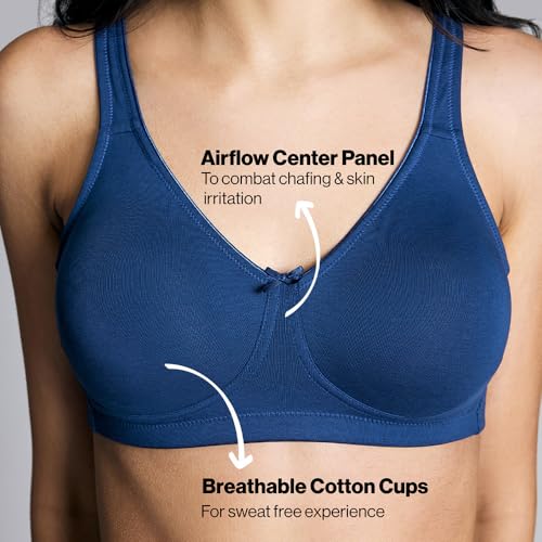 Image of NYKD NYB105 Wirefree Cotton No Sweat Breast Seperating Non-Padded Full Coverage Bra for Women (Available in Plus Size)
