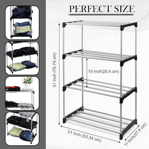 Image of Multipurpose Baby Wardrobe /Cabinet /Multipurpose Storage Rack, Foldable, Collapsible Fabric Wardrobe Organizer for Clothes (4 - Layer,Black)