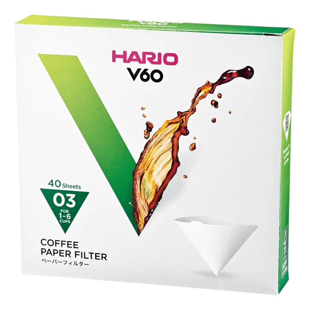 Hario V60 Coffee Filter Papers, White, 40-Piece