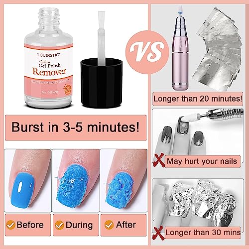 Louinstic Gel Polish Remover 0.5Oz - Quick Gel Remover For Nails Within 3-5 Minutes Removedor De Esmalte Gel #TOP2