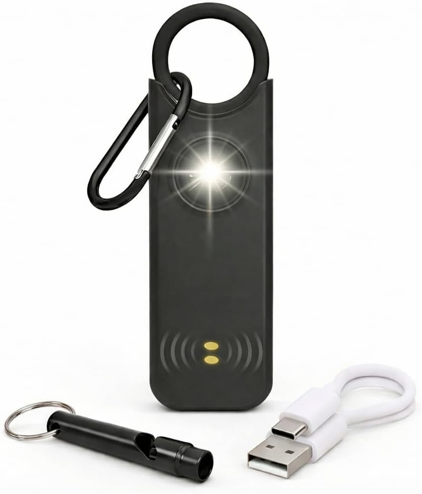 VOLTEK Zestaw alarmowy osobisty z gwizdkiem, 135 dB, USB-C, czarny