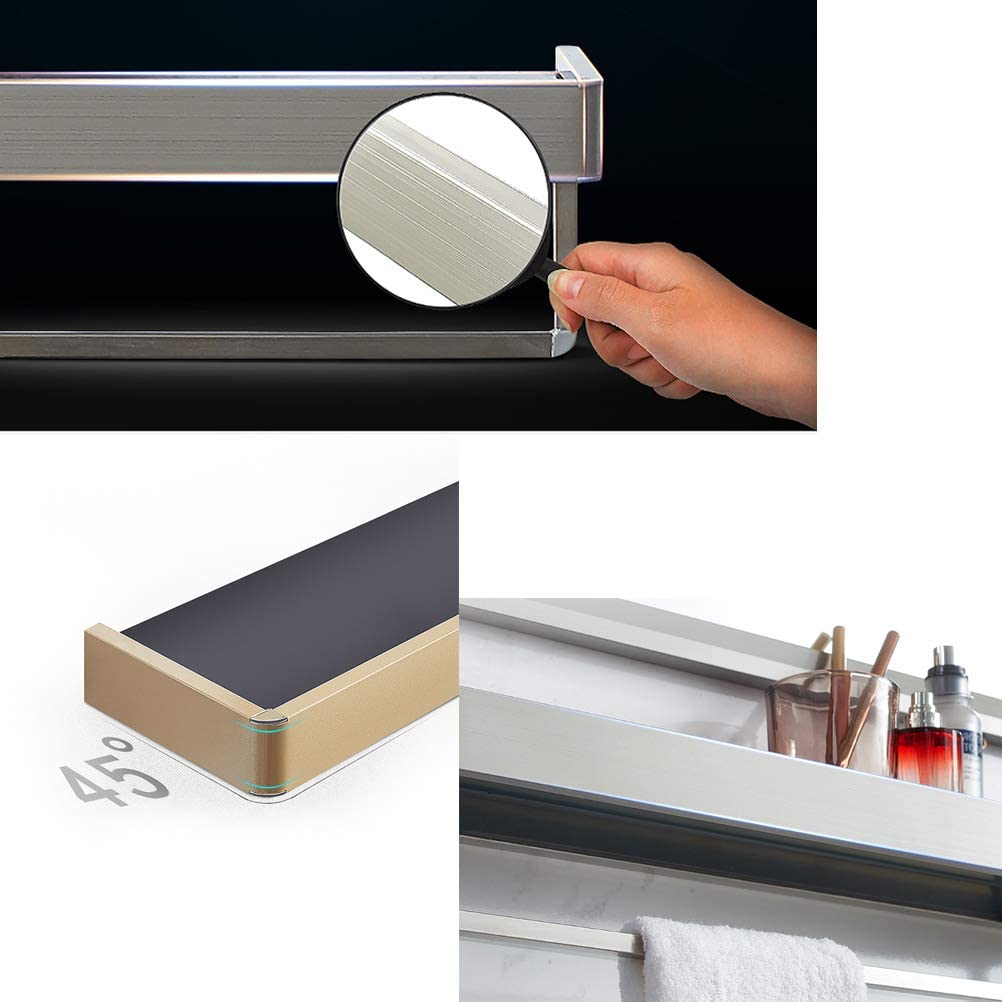 ESNY Mensola per Bagno in Vetro per Lavabo Resistente, Mensole per Doccia in Vetro Temperato Montaggio a Parete con Viti Portasciugamani, Contenitore per Doccia 30/4 Silver-60cm