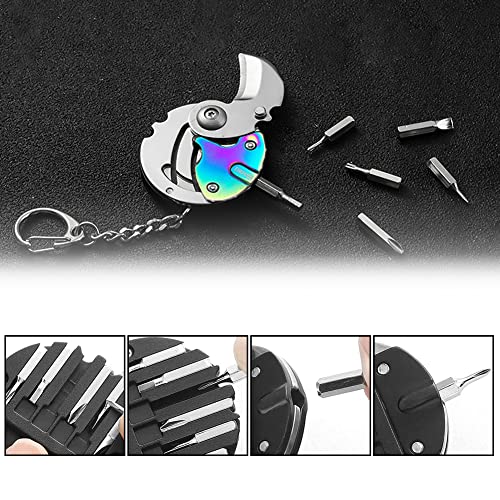 Kigauru Multifunctional Outdoor Edc Tool Stainless Steel Coin Folding Knifes 1 Inch Blade Screwdriver Key Chain Pocket Tool With Bicycle Repair Survival Camping Outdoor Accessory Screwdriver Bits #TOP4