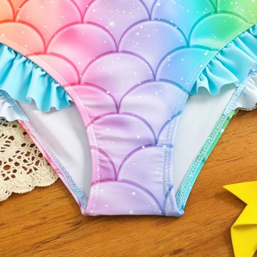 Image of HILEELANG Toddler & Little Girls' Long Sleeve Rash Guard Swimwear Set - UV Protection, 2-Piece Design, Fun Prints, 2-9 Years
