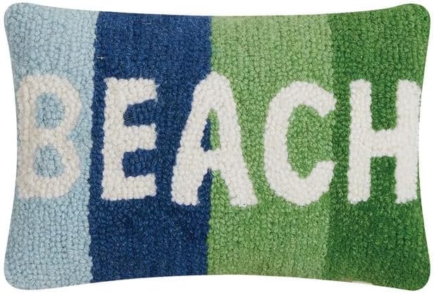 Peking Handicraft Beach Poly Filler Hook Pillow, 12-Inch, Multicolor