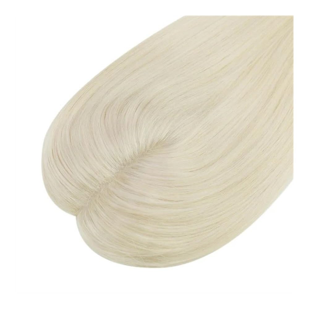 Topper for capelli umani lisci setosi biondo platino, base MoNo e PU | Toppers for capelli for donne, veri capelli umani, base larga 5x5 pollici, coprono il diradamento(10inches(25cm))