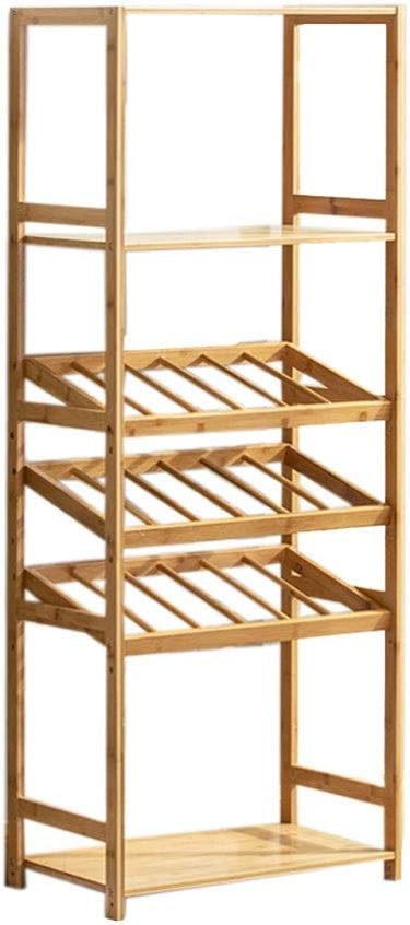 Mobile Storage Rack Freestanding Display Rack Tool Pegboard Garage,European Style Wine Cabinet Display Rack with Table Top Wooden Wine Holder and Storage Shelves for Floor Wine Bottle Displa