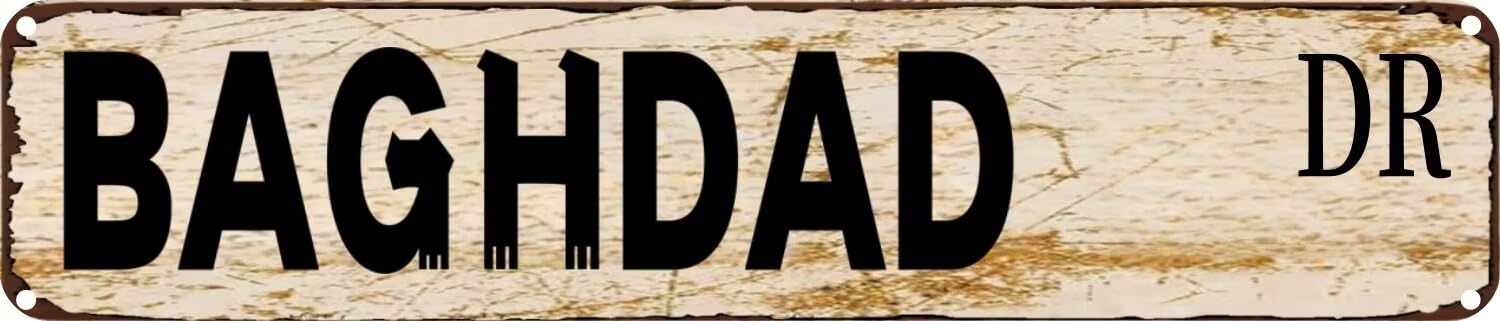 BAGHDAD DR Tin Sign Christmas Decor Retro Wall Decor For Home Coffee Bar Funny Aluminum Sign 4x16 Inch