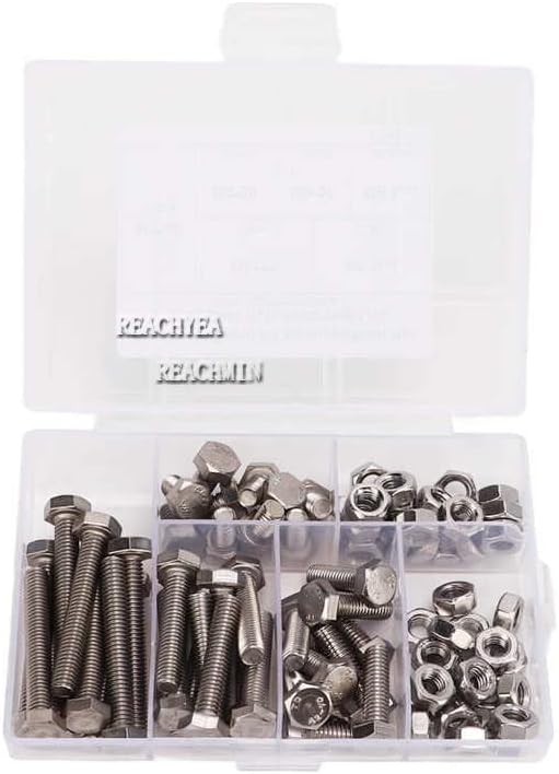 80Pcs M6 Hex Screw Nut Set Stainless Steel Corrosion Rust Proof Screw and Nut Kit For Industrial Furniture