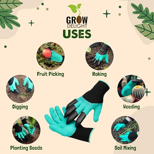 Image of Garden Gloves With Claws | Heavy Duty Gloves for Gardening & Farming | Reusable, Washable Gloves for Digging, Planting & Pruning | Garden Accessories for Men & Women